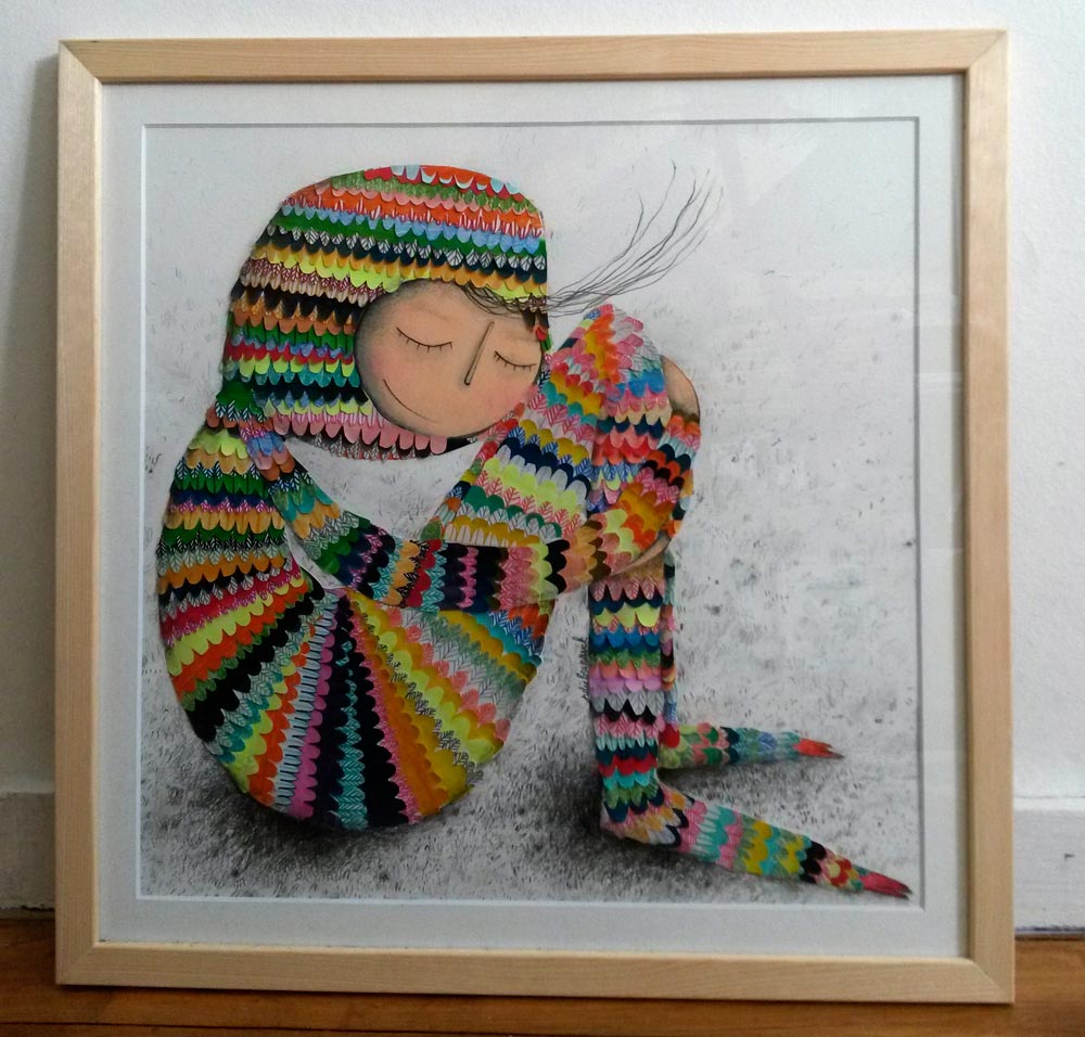 "Cocon" Collage/peinture/crayon